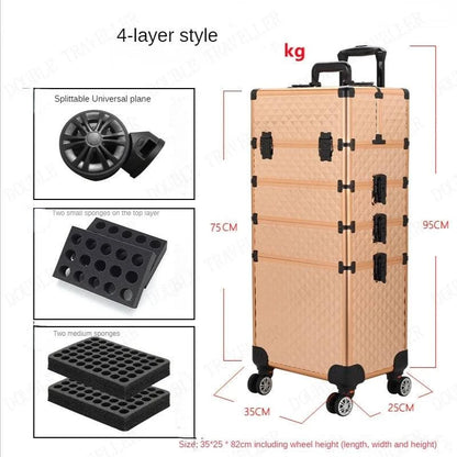 Multi-functional New Trolley cosmetic bag,rolling luggage Makeup Toolbox case Cosmetic Bags on Wheel,Nail tattoo trolley box bag - MarvelouStore