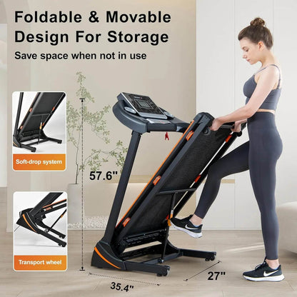 Treadmills for Home, Treadmill with 0-15% Auto Incline, 3HP Folding Treadmill for Running Walking with 280LBS Weight Capacity, I - MarvelouStoree