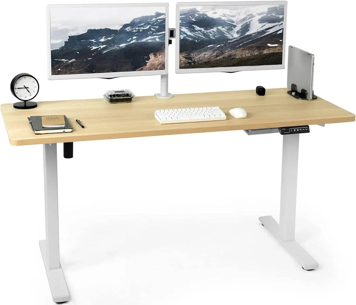 Electric Rustic Standing Desk Workstation, Memory Controller Height Adjustment Particle Board, Steel Computer Standing Desk - MarvelouStoree