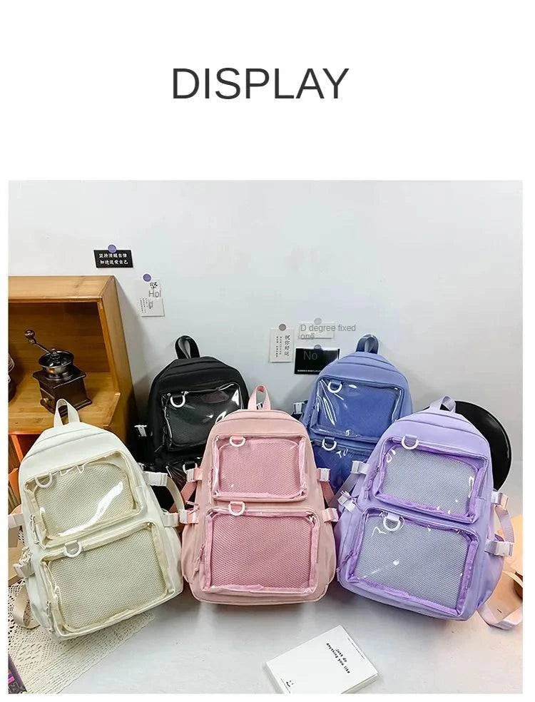 Japanese Kawaii Itabag Women New 2024 Transparent Backpack Women Large Capacity Ita Backpack School Bags For College Student JK