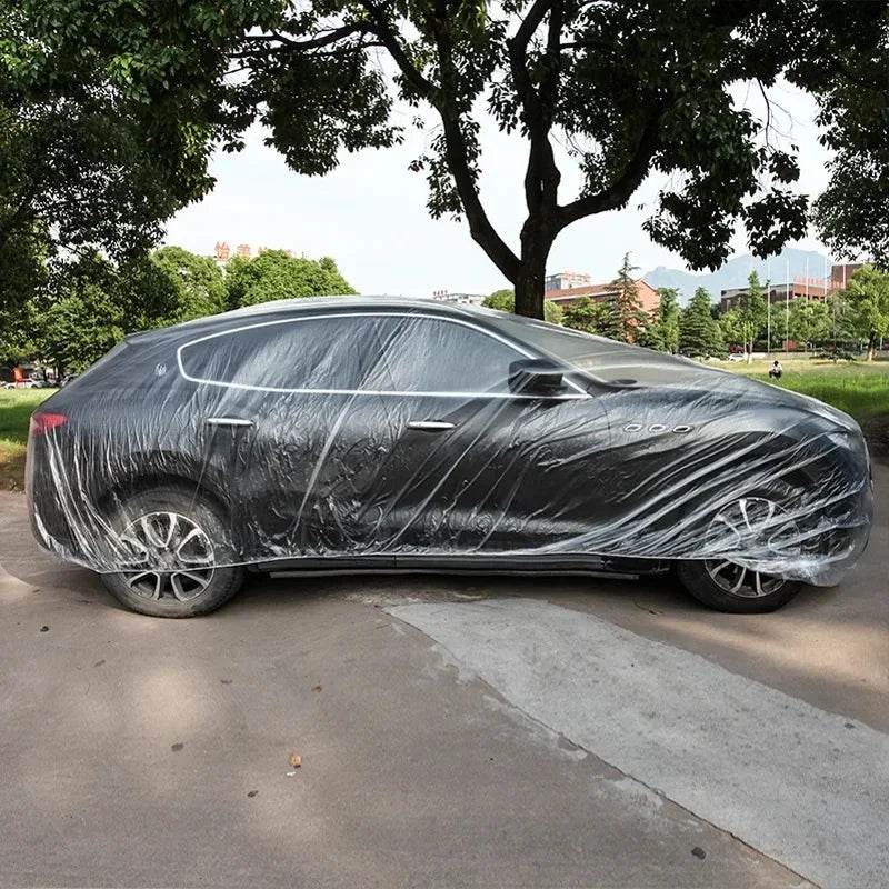 Disposable Transparent Car Clothing Cover Dustproof Rainproof Transparent Paint Dustproof Plastic PE Film Rainproof Car Cover - MarvelouStoree