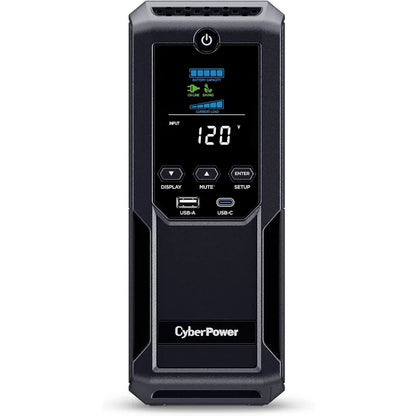 CP1500AVRLCD3 Intelligent LCD UPS System, 1500VA/900W, 12 Outlets, 2 USB Ports, AVR, Mini Tower, Black US(Origin)