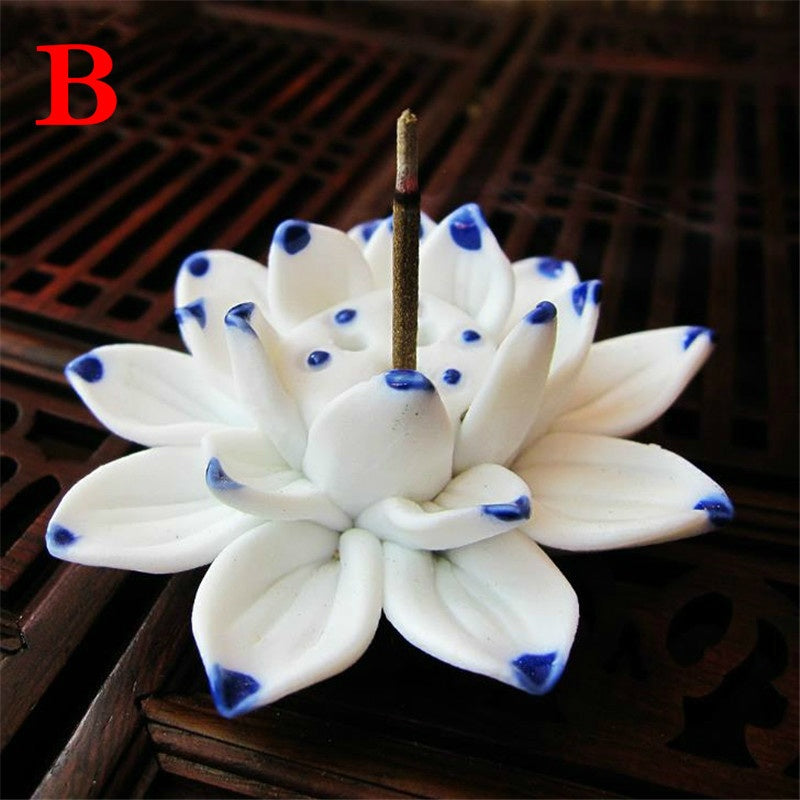 Handmade Lotus Incense Stick Holder Ceramic Sandalwood Incense Holder Home Teahouse Office Decor Aromatherapy Censer