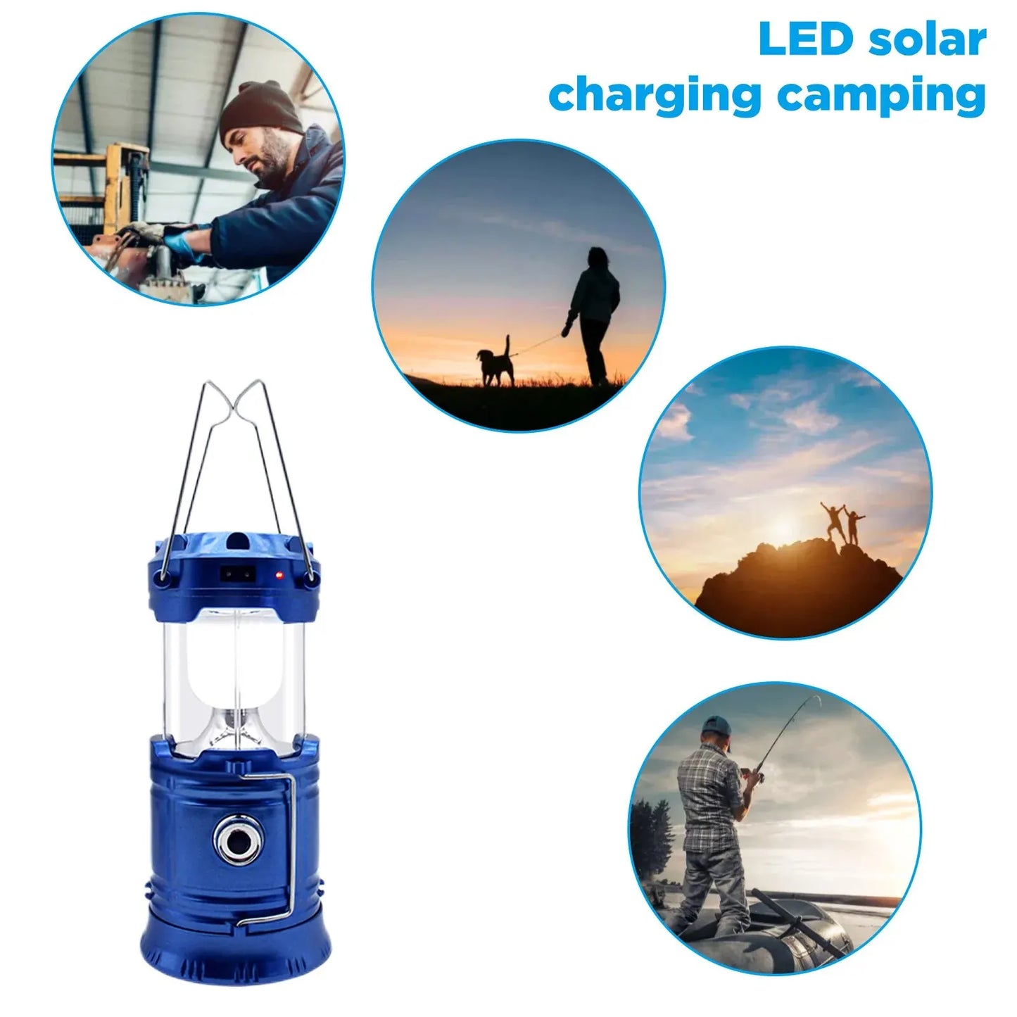 Solar Multifunctional Handheld Camping Lamp Tent Lamp LED Portable Flashlight Portable Waterproof Emergency Powered Work Light