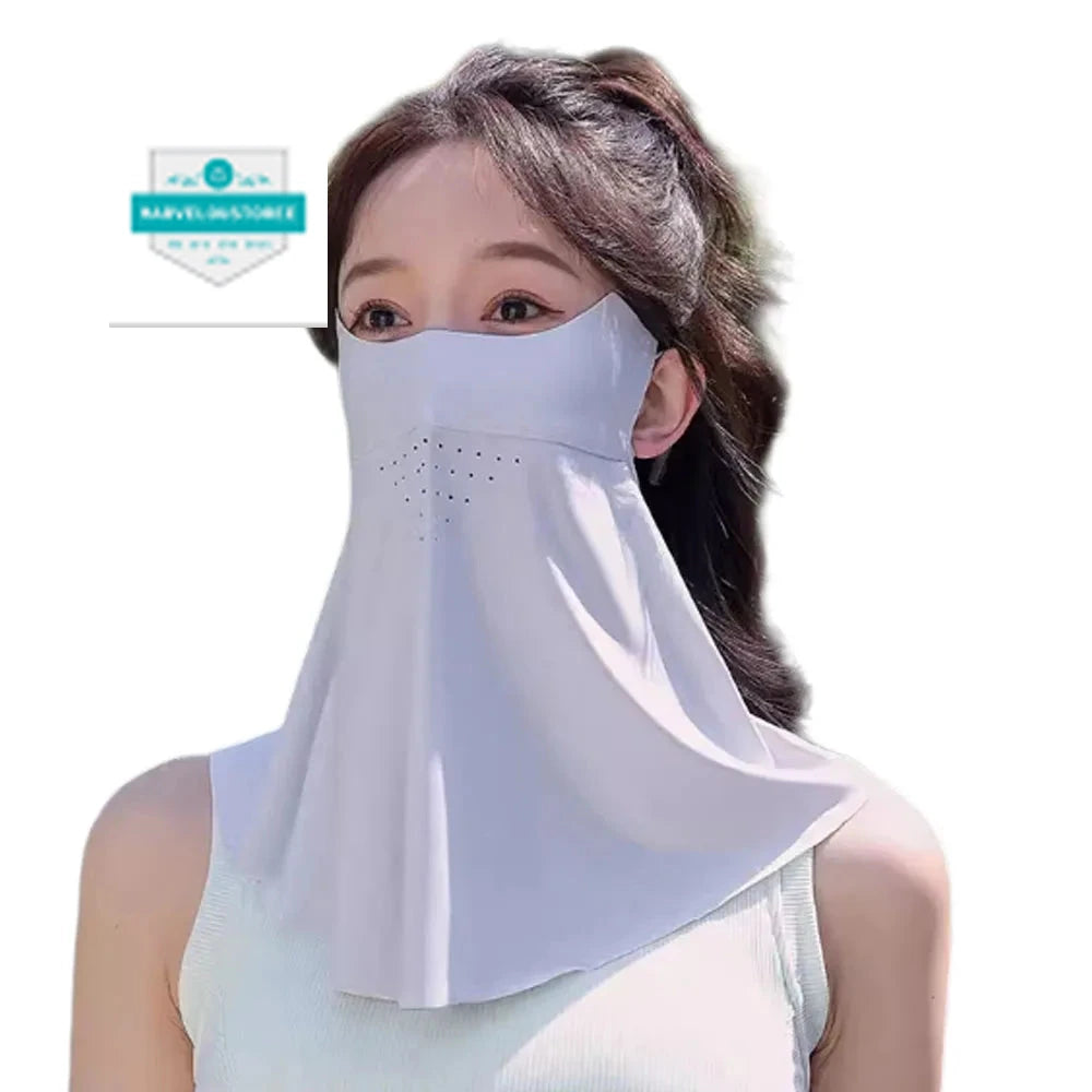 Summer UV Protection Sunscreen Mask Face Scarf Cycling Sunscreen Ice Silk Mask Face Cover Neck Wrap Cover Breathe Traceless Thin