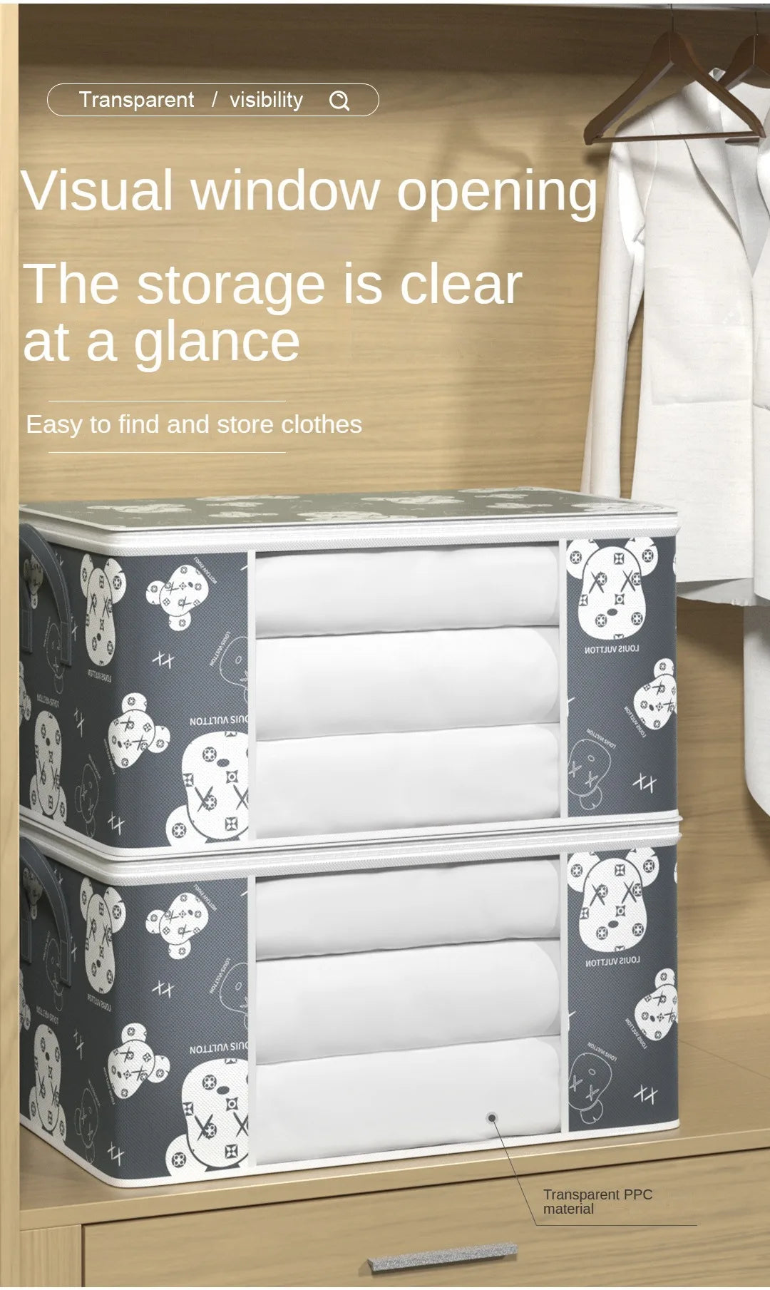 Quilt Clothes Storage Bag Large Zipper Clothing Quilt Packing Wardrobe Organizer Luggage Moving Bag Waterproof Moisture-proof