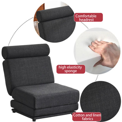 Single Sofa Chair Foldable Single Sofa Bed with Pillow,Portable Foldable Sofa Bed,Leisure Sofa Chair,Easy to Store,Dark Grey