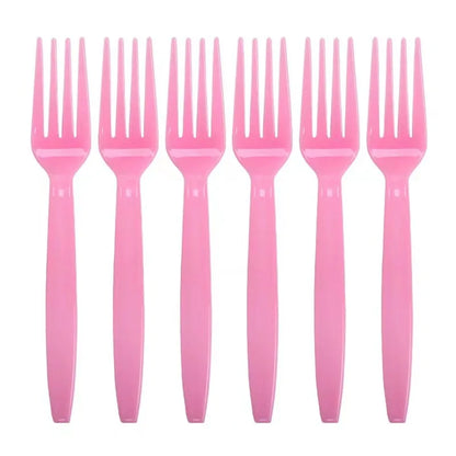 10pcs/Set green golden Pink Disposable Tableware Plastic Knife Fork Spoon Birthday Decor Kids Adults Wedding Party Supplies