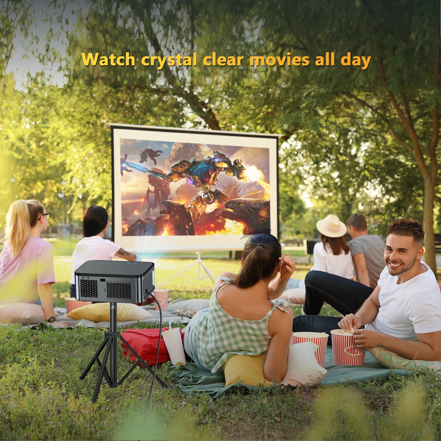 HORLAT Outdoors Android Beamer Projector Full HD 1080P 4K Video Auto Focus& Keystone Home Theater 5G WiFi Portable TV Proyector