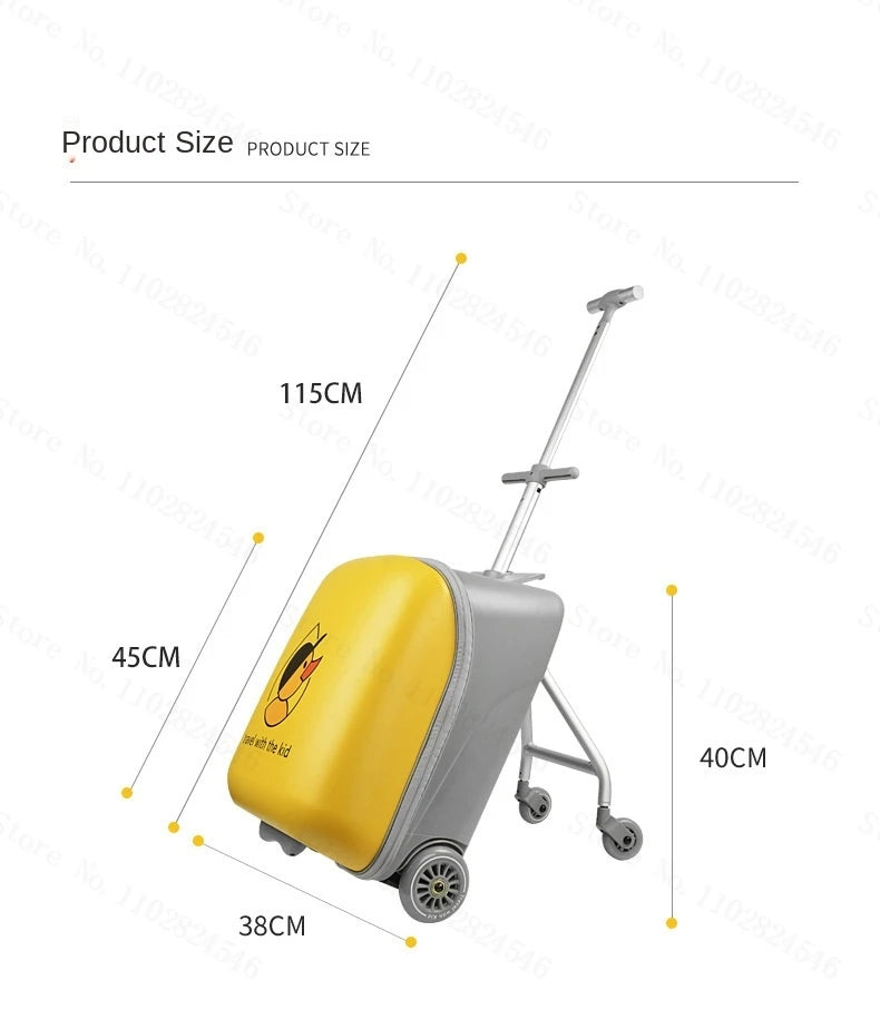 Fashion Cute Pony Cartoon Trolley Case Sit Travel bags for Children 24" Rolling Luggage Spinner Suitcase Wheels Yellow Duck 20"