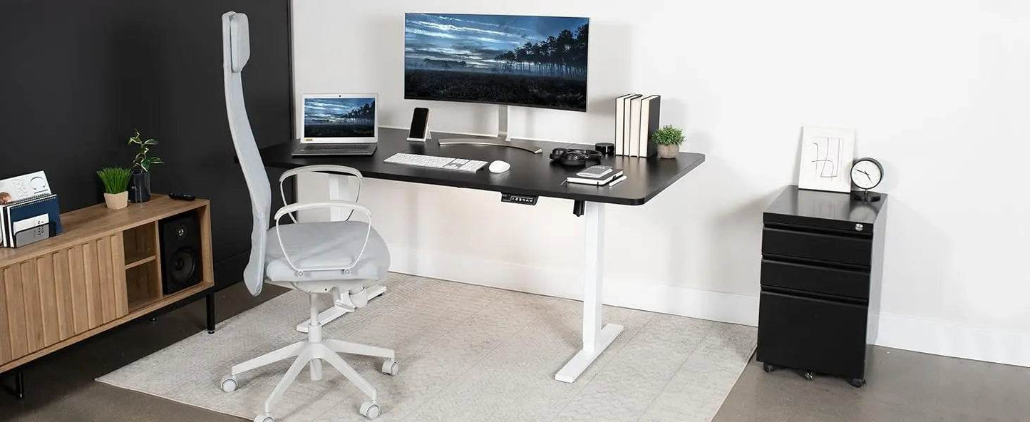 Electric Rustic Standing Desk Workstation, Memory Controller Height Adjustment Particle Board, Steel Computer Standing Desk - MarvelouStoree