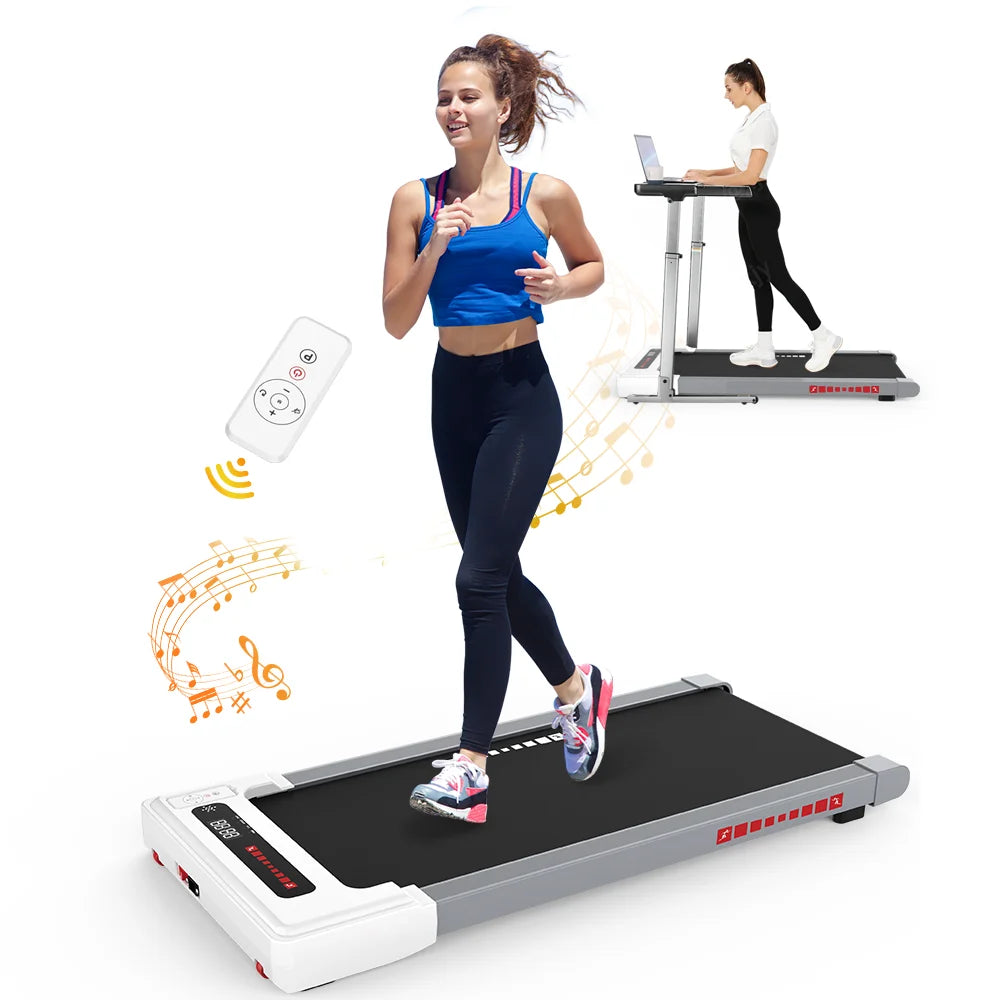 Ultra-Quiet 2.25HP Under Desk Treadmill, Electric Manual Walking Pad with Large Digital Monitor, 265 lbs Capacity & 12 Programs