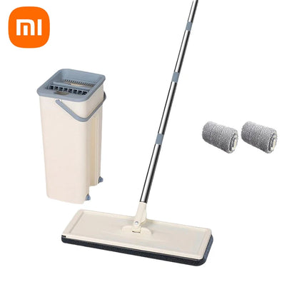 Xiaomi Mop with Bucket and Squeeze,Hand Free, Flat Floor, Multifunction Microfiber Mops, Home Cleaning Tools