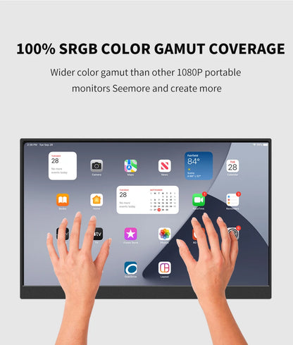 14.1 Inch Touch Screen Portable Monitor 100%sRGB 400cd/m2 Gaming Computer Expand Display For XBox PS4/ 5 Switch Loptop