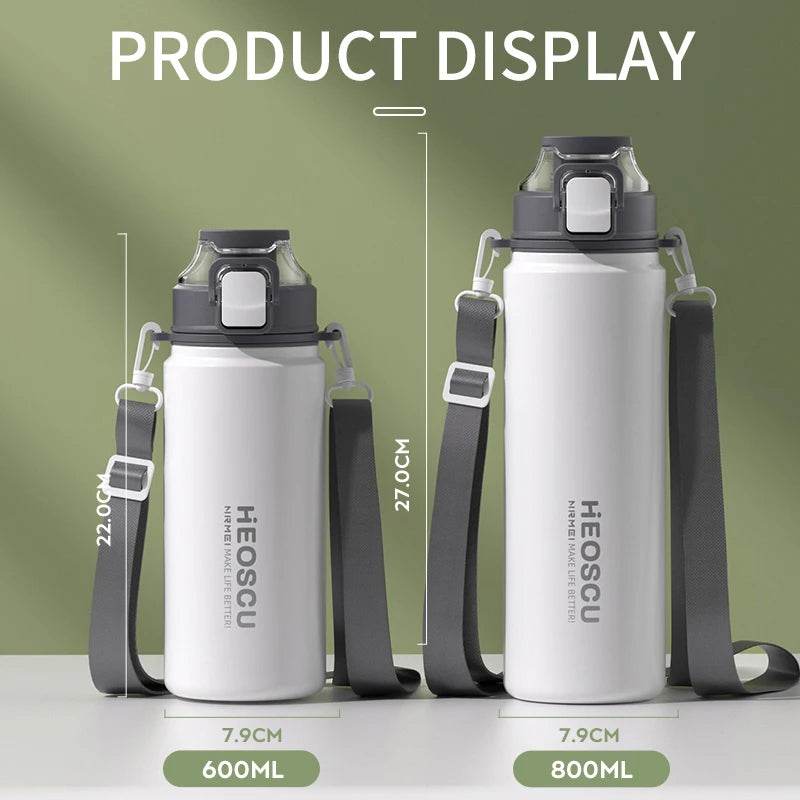 316 Stainless Steel Thermos Bottle Outdoor Portable Leak-proof Water Bottles with Straw Lid Sport Vacuum Flask Bottle 600/800ML - MarvelouStoree