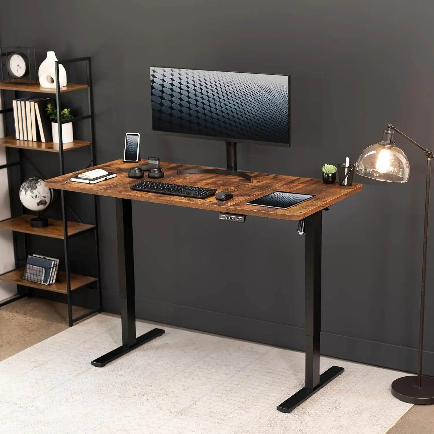 Electric Rustic Standing Desk Workstation, Memory Controller Height Adjustment Particle Board, Steel Computer Standing Desk - MarvelouStoree