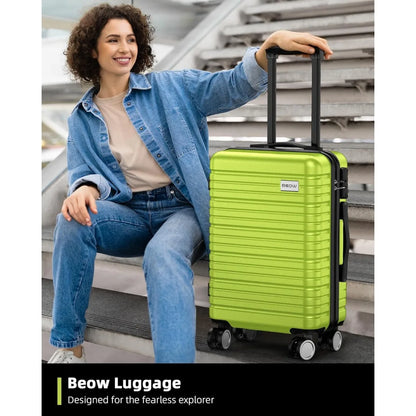 BEOW Luggage Sets 4 Piece, Expandable Luggage Sets with Spinner Wheels, TSA Lock Suitcases with Carry on Luggage Olive Green