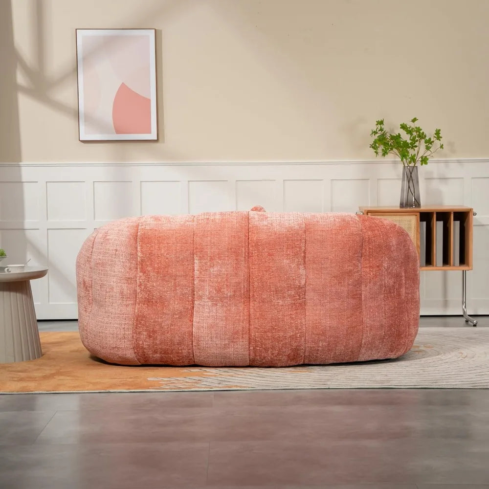 Bean Bag Sofa, Comfy Loveseat Couch for Adults, Small Lazy Sofa with 3 Pillows & High Backrest, Fluffy Cozy Bean Bag Chair Couch