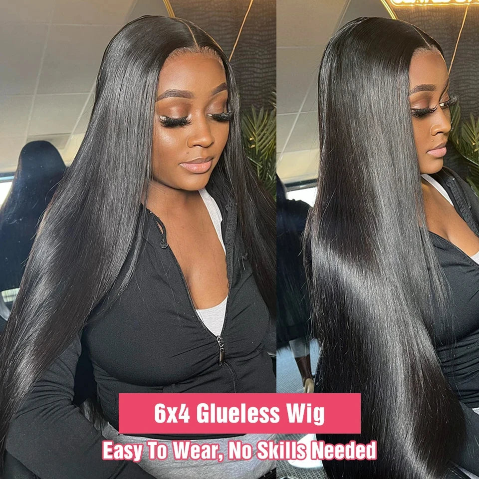 Wear Go Glueless Wig 30 32 Inch Bone Straight 13x6 HD Lace Frontal Wig Ready To Go Human Hair 6x4 HD Glueless Wigs Pre plucked