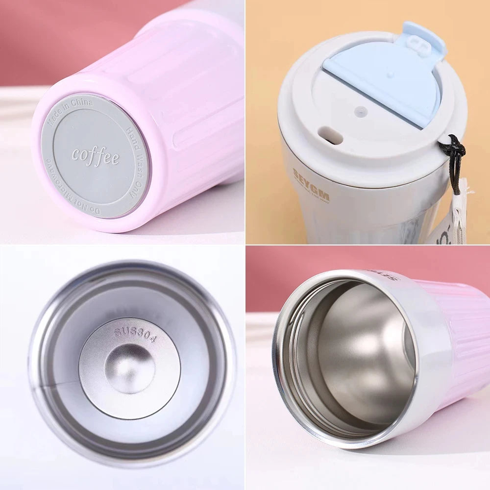 400ML Stainless Steel Leakproof Vacuum Flasks Coffee Thermos Bottle Thermal Mug Coffee Cup Outdoor Portable Drink Travel Mug