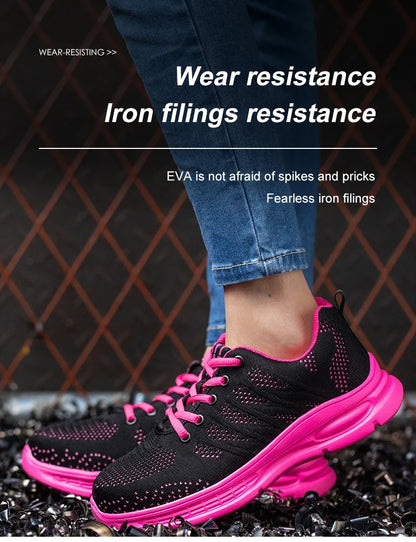 Work Shoes Ladies Steel Nose Pink Men Lightweight Wide Front Women's Safety Boots with Protection Industrial Safety Tennis Woman