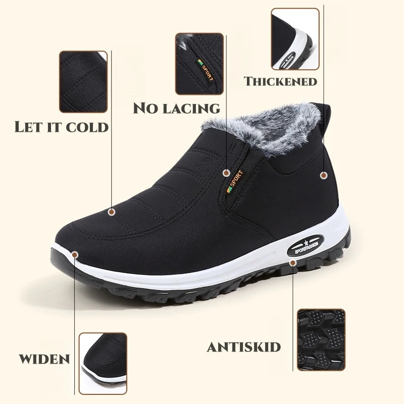 Men's sneakers Outdoors Plush Warm winter waterproof shoes high quality non slip Hiking Ankle Boots Winter shoes for men work