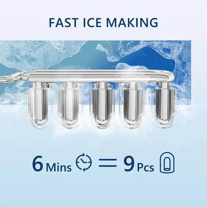 Simzlife Countertop Ice Maker, 26 lbs in 24 Hours, 9 Bullet-Shaped Ice Cubes in 6 Mins, Self-Cleaning - MarvelouStoree