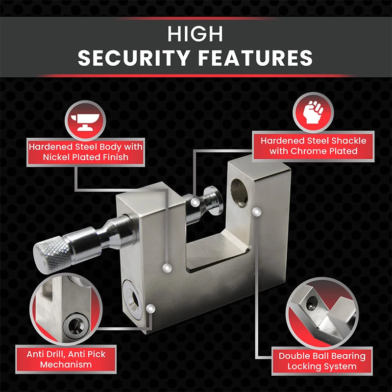 Padlock with Key, High Security 3 Keys Heavy Duty D-Shaped lock - Protect Garage Door, Containers, Gate and Warehouse