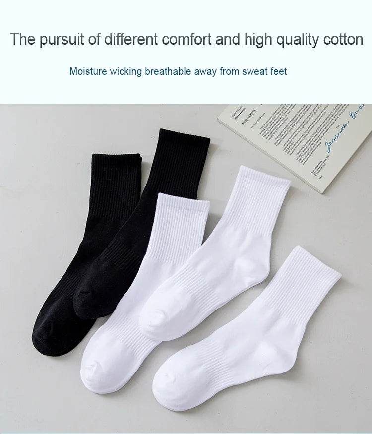 Men Socks Cotton Breathable Long Business Harajuku Socks Solid Gentleman Sox Sokken Outdoor Sports 5 Pairs/Lot Socks - MarvelouStoree