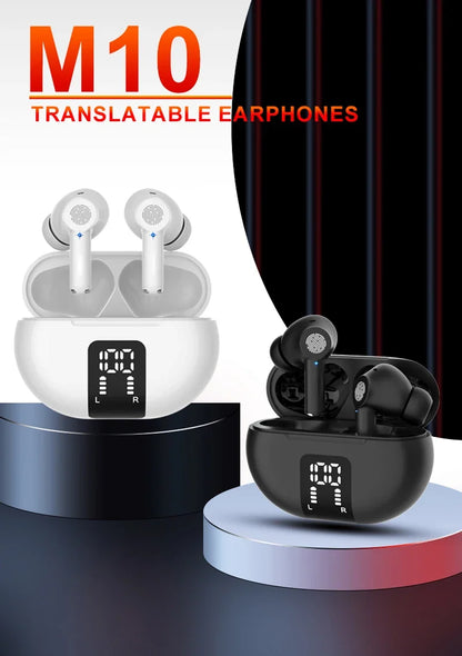 M10 Translation Earphones 144 Languages Instant Translated Smart Voice Wireless Bluetooth Travel Translator Headset 2024 Newest