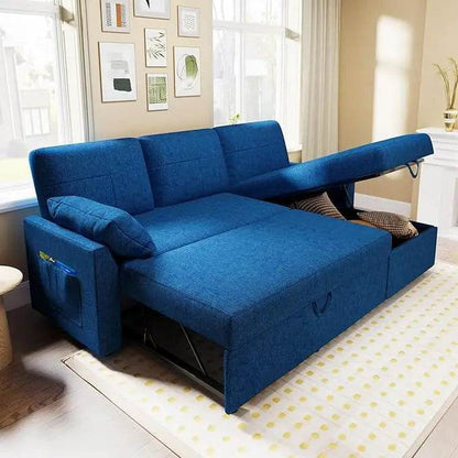 Sleeper Sofa Bed 2 in 1 Pull Out Couch Bed with Storage Chaise for Living Room Pull Out Bed - MarvelouStoree