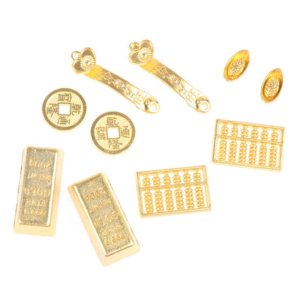 3/5/12pcs Feng Shui Auspicious Lucky Money Mascot Plastic/crystal Crafts Gold Ingot Decoration Crafts