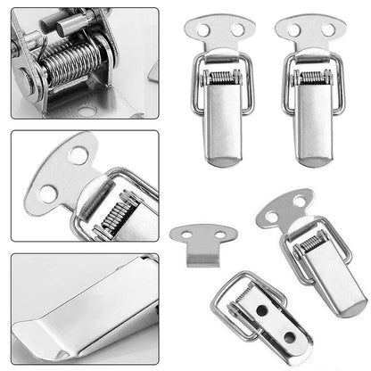 4PCS Stainless Steel Mini Lock Cabinet Boxes Spring Loaded Latch Catch Toggle Clamp Hasp For Chest Box Gift Suitcase Case