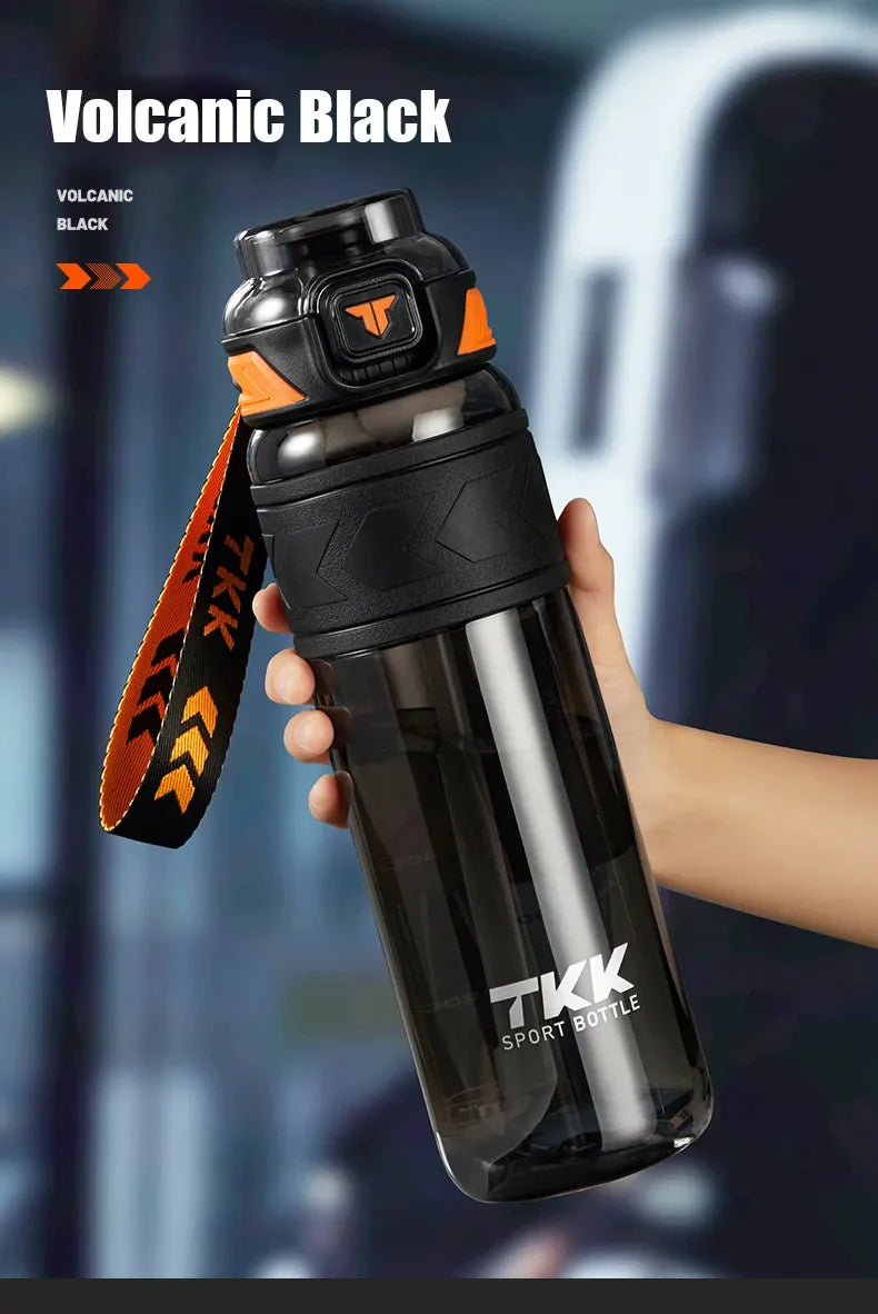 TKK 600/800/1000ml Sports Watter Bottle Tritan BPA-free Straw Portable Leak-proof Plastic Drinkware Outdoor Fitness Kettle