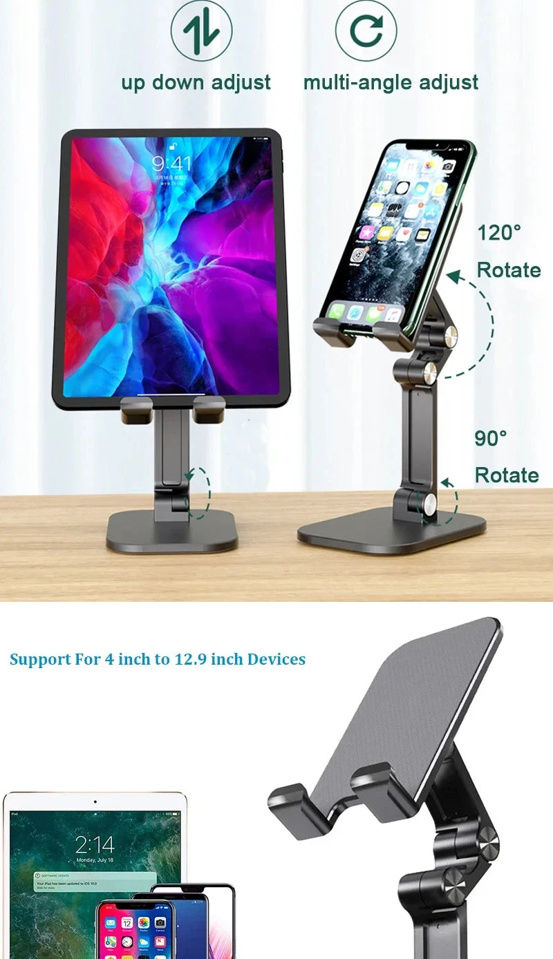 Three Sections Foldable Desk Mobile Phone Holder For iPhone for iPad Tablet Flexible adjustable Lazy phone holder ABS material