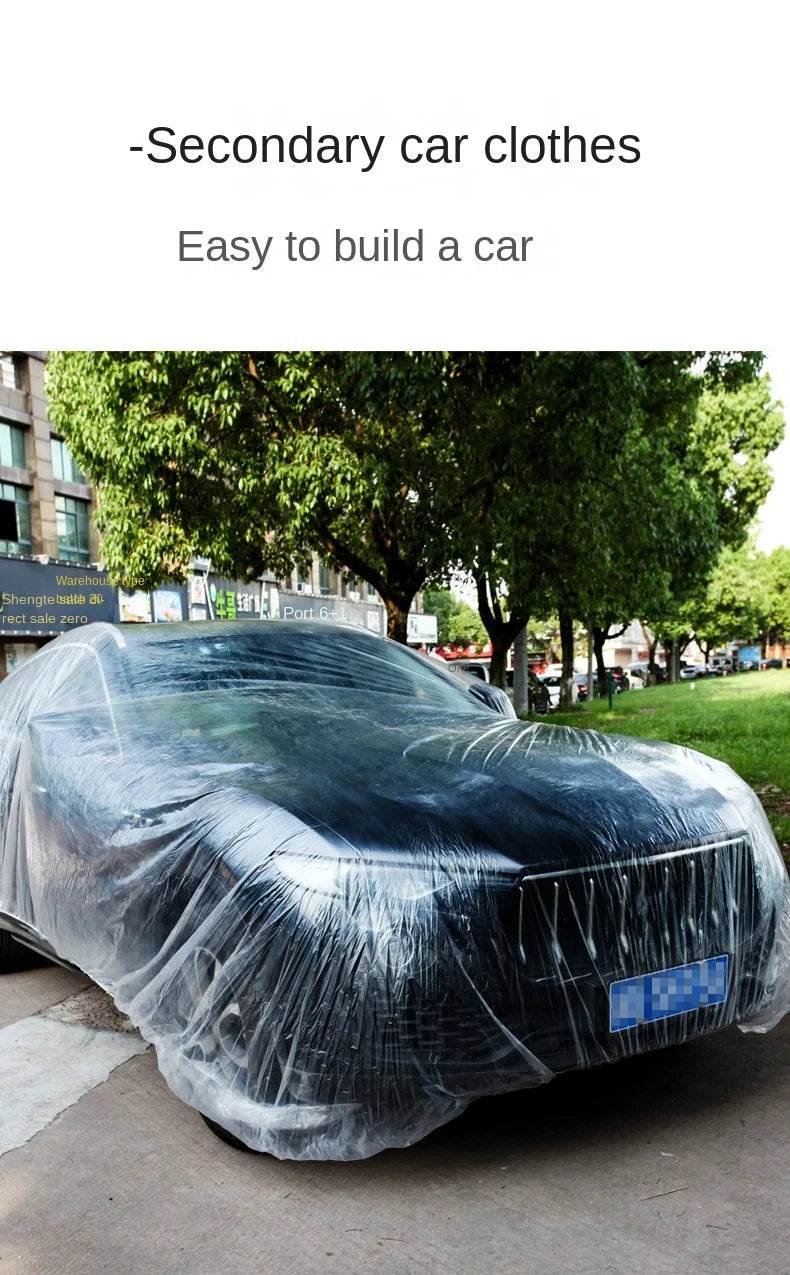 Disposable Transparent Car Clothing Cover Dustproof Rainproof Transparent Paint Dustproof Plastic PE Film Rainproof Car Cover - MarvelouStoree