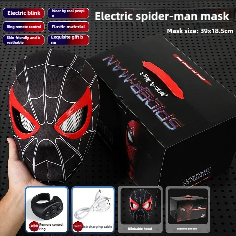 MINISO Spider Man Mask Mobile Eye Electronic Spider Man Desktop Decoration Sculpture Remote Control Christmas Gift For Adult