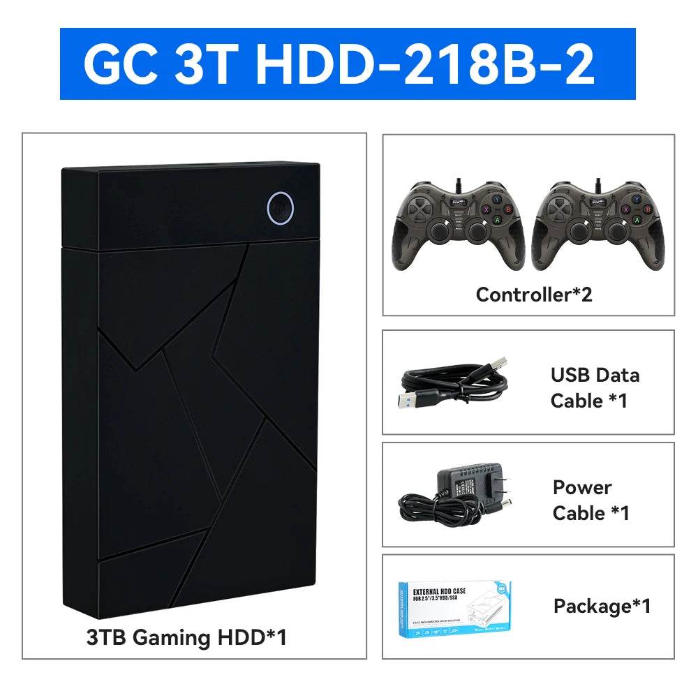 3TB Portable Gaming HDD LaunchBox/Retrobat/Playnite Retro Game Console with 17300+ AAA/3D/Retro Games for PS4/PS3/PS2/Switch/Wii - MarvelouStoree