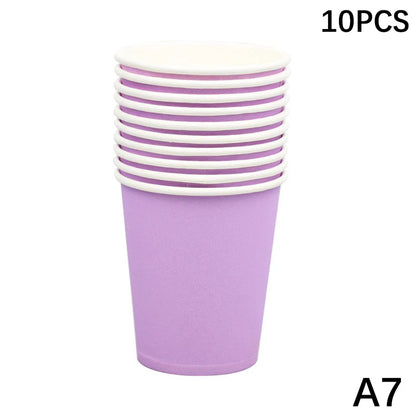 10PCS 9oz 250ml Solid Thick Paper Cup Disposable Cup Wedding Birthday Party Holiday Disposable Tableware