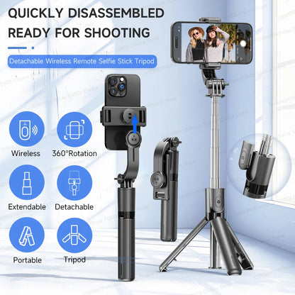 TOKQI Selfie Stick Tripod Phone Holder Desktop Stand Extendable Monopod w/ Bluetooth RC for Mobile live Broadcast Handheld Photo