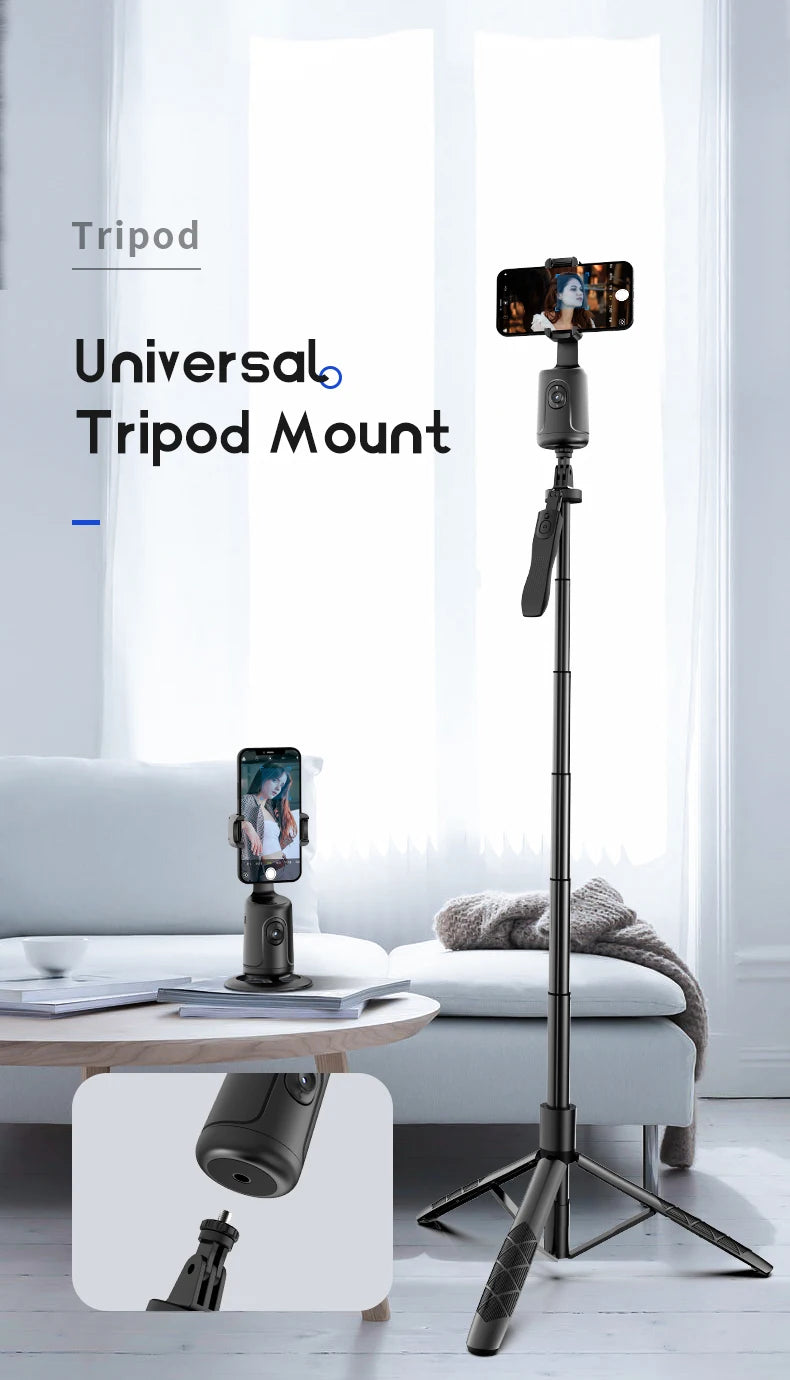 360 Auto Face Tracking Shooting Gimbal AI Camera Recognition Body Track Intelligent Follow Live Shoot Phone Stand Smart Mount