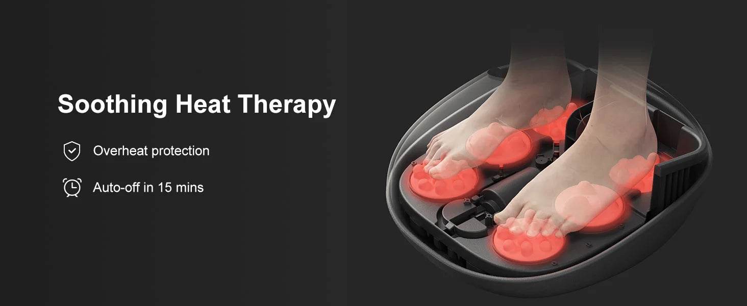 Medcursor Shiatsu Foot Massager Machine with Heat Roller Muscle Relaxation Pain Relief Electric Fully Wrapped Foot Massage - MarvelouStoree