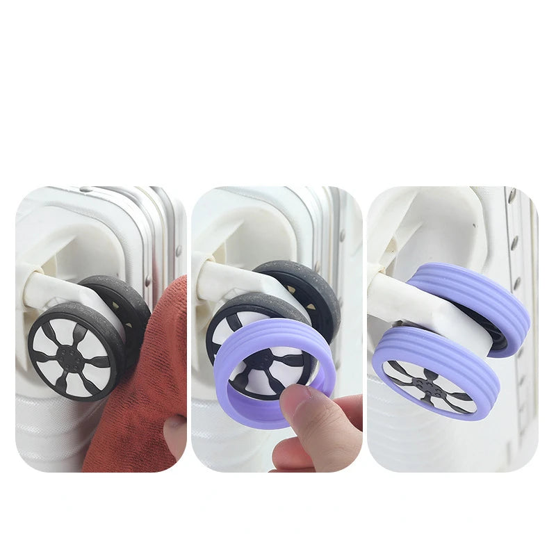 4pcs Luggage Wheel Silicone Protective Cover Caster Shoes Chair Wheels Cover Trolley Case Castor Sleeve Travel Luggage Suitcase