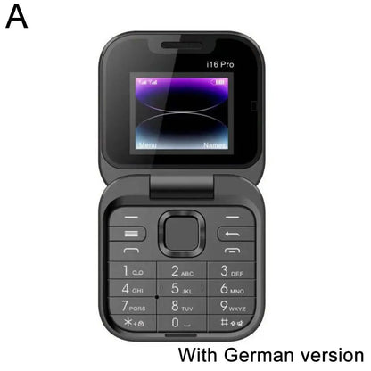 I16pro Flip Phone FliIo14 I17pro F15mini Children Student Card Phone Foldable Flip Mobile Phone 1000mAh German Version