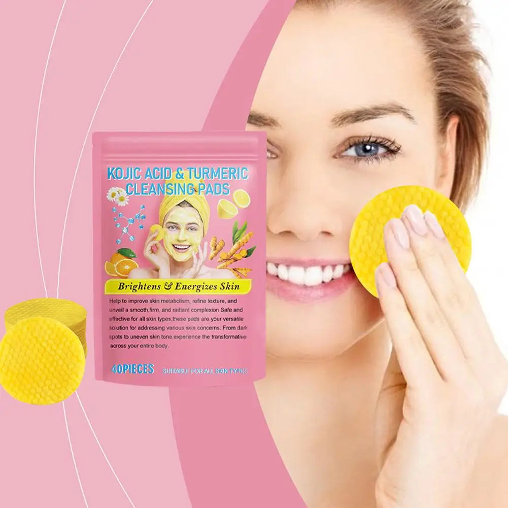 NEW High-end 40ps Turmeric Kojic Acid Cleansing Exfoliating Pads Sponges Balance Skin Remove Keratin Excess Skin Care Facia P1S0