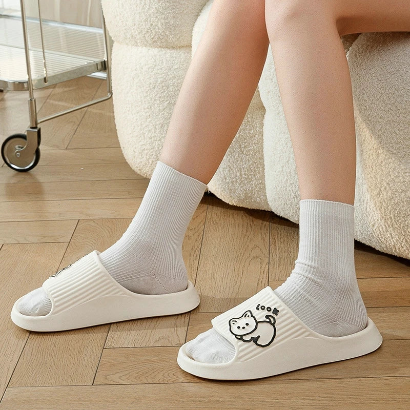 Summer Slippers Bathroom Platform Non-Slip Home Bear Cartoon Flip Flops Beach Women Slipper Sandals Slides Indoor Outdoor 2023