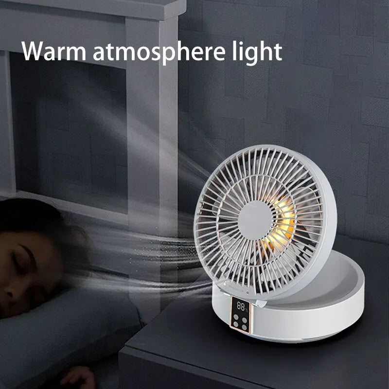 Fan with Remote Control 2023 Portable Wall-hanging Rechargeable Usb Electric Folding Fan Nightlight Air Cooler Household