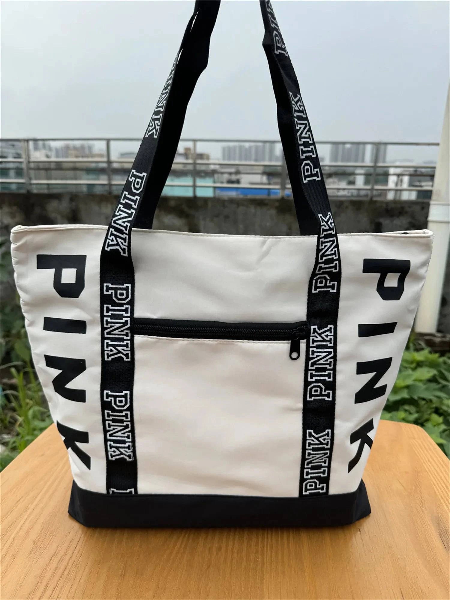 2024 New Korean Fashion Shoulder Bag Trend Letter Bag Printed Bag Color Contrast Letter Strap Handbags Large Capacity Tote