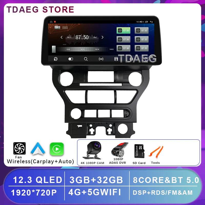 12.3‘’ For Ford Mustang 2015 - 2020 Car Radio Stereo Multimedia Autoradio Navigation GPS DSP Video Audio Player Android Auto - MarvelouStoree