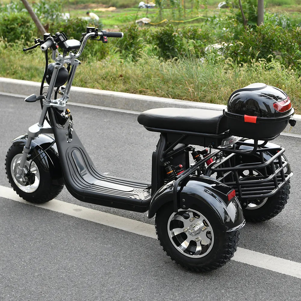 Adult Electric 3 Wheel Scooter 2000W Motor Max Speed 35-45KM/H Max Load 250KG 18 Inch Off road Fat Tire Electric Scooter